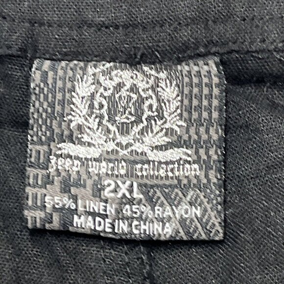 Z‎ Brand Cargo Short Shirt Set Mens 2XL Black Linen Blend Button Down Streetwear - Picture 15 of 16